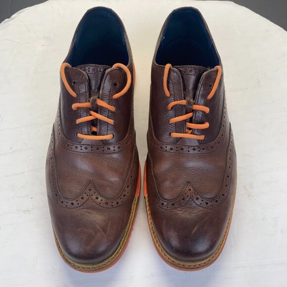 Cole Haan Great Jones Brown Orange Wingtip Oxford Shoes Men Size 9 M - Picture 6 of 15